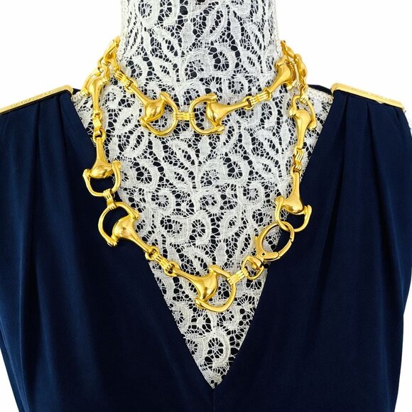 Vintage 1980 Equestrian Horsebit Chain Adjustable Statement Necklace / Belt main image 5